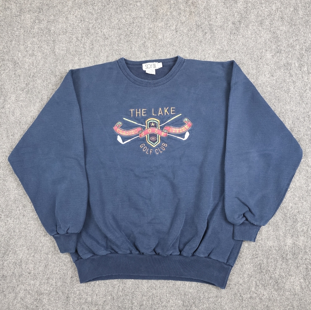 SDI THE LAKE GOLF CLUB 100% COTTON SWEATSHIRT NAVY LARGE HEAVYWEIGHT